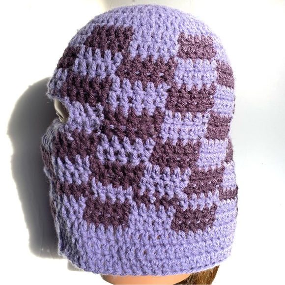 Crochet Balaclava Checkered Skirt Mask Winter Hat - Picture 6 of 10